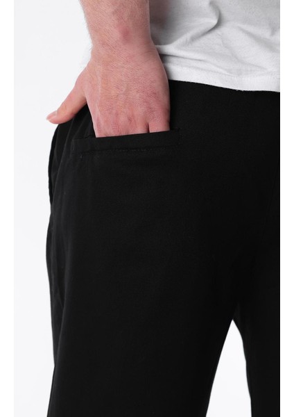 Siyah Bol Paça Beli Bağlamalı Erkek Pantolon E7403 modelleri