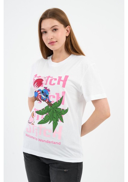 Bisiklet Yaka Baskılı Pamuklu T-Shirt (B23-TS)