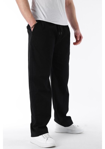 Siyah Bol Paça Beli Bağlamalı Erkek Pantolon E7403 fiyatları