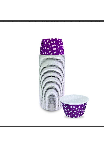 Mor Puantiyeli Muffin Kabı 50'li