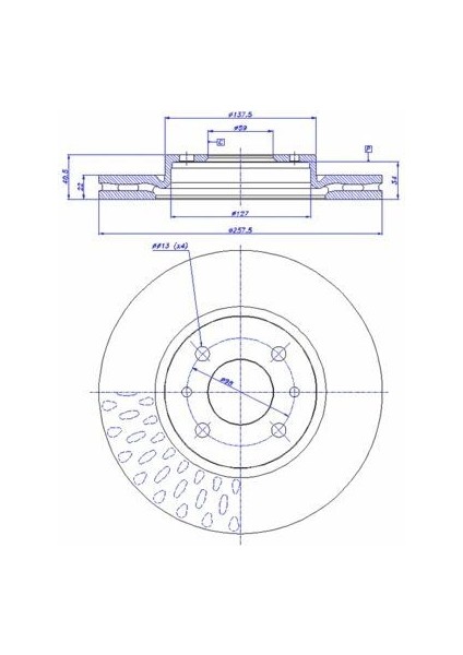 Fren Disk On Hava Kanallı 257-4 FİORİNO 1.4/BRAVO 1.4 LPG/DOBLO/STİLİO 1.4 -1.6