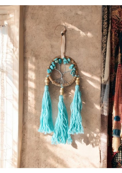 El Yapımı Doğal Taşlı Ağaç Modelli Düş Kapanı Dreamcatcher 6 x 20 cm