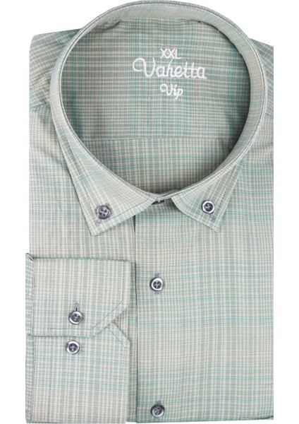 Erkek Su Yeşil Pamuklu Büyük Beden Uzun Kollu Gömlek fiyatları