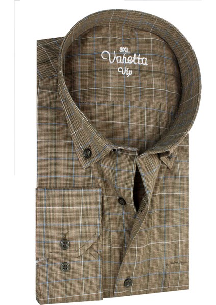 Erkek Bataklık Yeşil Pamuklu Büyük Beden Uzun Kollu Gömlek modelleri