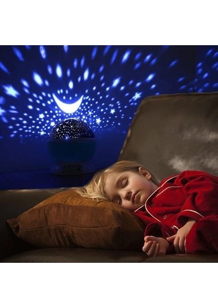 Renkli Ay Yıldız Tavan Yansıtma Pilli LED Gece Lambası Gökyüzü Projeksiyonlu Dönen Küre fiyatları