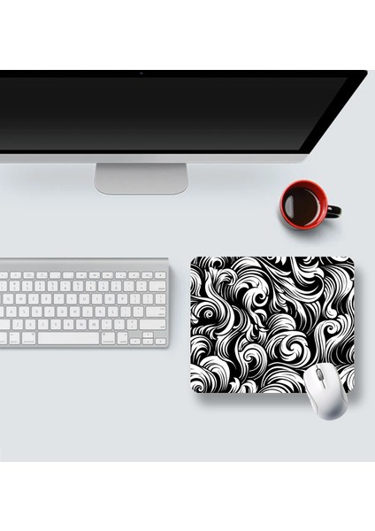 Ilyuka Black And White Abstract Patterns 22X18CM MP362218 Ilyuka Mini Boy Gaming Mousepad Dikişsiz Kenar Kaymaz Kauçuk Taban 22X18CM
