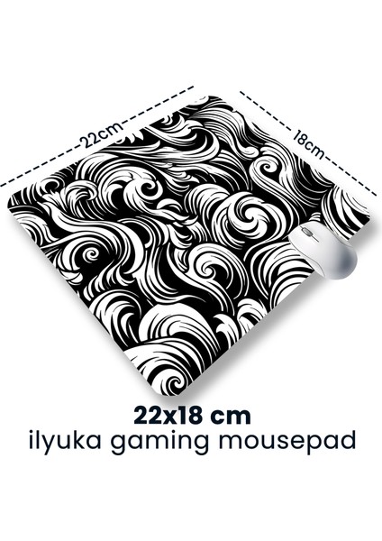 Ilyuka Black And White Abstract Patterns 22X18CM MP362218 Ilyuka Mini Boy Gaming Mousepad Dikişsiz Kenar Kaymaz Kauçuk Taban 22X18CM