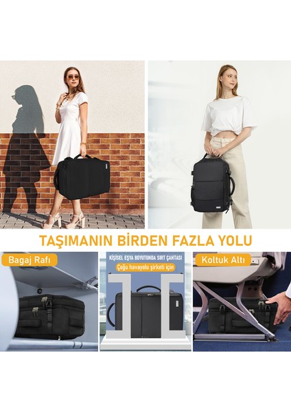 Laptop Sırt Çantası, Seyahat Çantası Hafif El Çantası Bay Bayan Küçük Bavul Valiz Çanta Notebook Bilgisayar Macbook Organizer Çantası Siyah