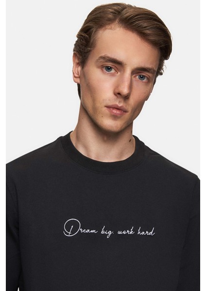 Slim Fit Siyah Düz Sweatshirt fiyatları