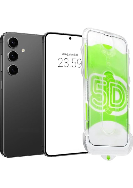 Samsung Galaxy S23 Uyumlu Kolay Uygulama Aparatlı Çerçeveli Tam Kapatan Cam Ekran Koruyucu
