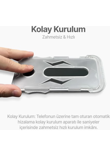 Samsung Galaxy S23 Uyumlu Kolay Uygulama Aparatlı Çerçeveli Tam Kapatan Cam Ekran Koruyucu