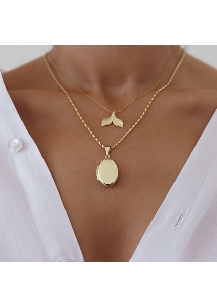 Oval Madalyon Altın Kolye modelleri