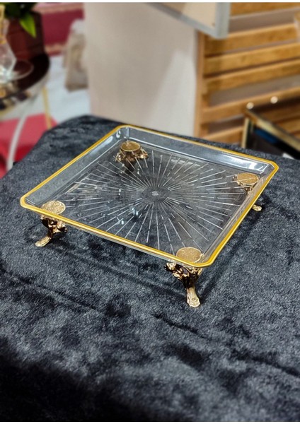 Seçkinev Swan 4 Parça Gold Deatylı Ayaklı Tabak Sunum Set