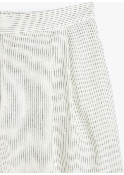 Pamuklu Keten Kumaş Karışımlı Yüksek Bel Uzun Geniş Paça Pantolon modelleri