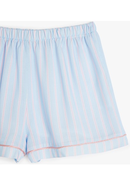 Çizgili Slim Fit Viskon Şort Pijama Altı