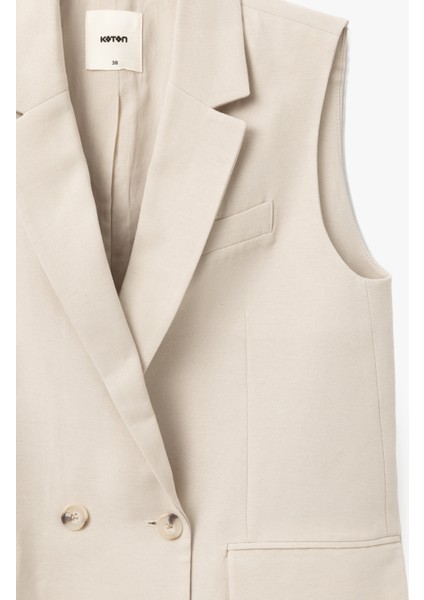 Viskon-Keten Karışımlı Kolsuz Kruvaze Oversize Blazer Yelek indirimleri