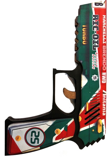 Ahşap CS-GO Twin Turbo P250 Lastik Atar Oyuncak Tabanca