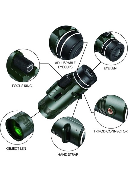 80X100 Hd Monoküler Akıllı Telefon Adaptörü ve Tripod Teleskop Bak4 Prizma ile Kuş Gözlemciliği, Avcılık, Yürüyüş, Açık Hava Kampı (Yurt Dışından) fiyatları