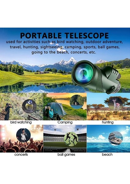 80X100 Hd Monoküler Akıllı Telefon Adaptörü ve Tripod Teleskop Bak4 Prizma ile Kuş Gözlemciliği, Avcılık, Yürüyüş, Açık Hava Kampı (Yurt Dışından) modelleri