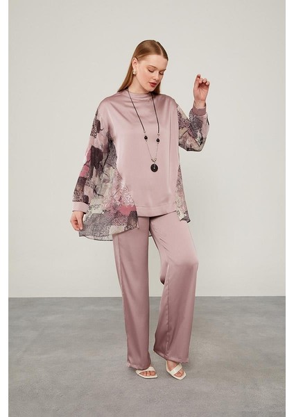 - Desenli Şifon Pantolonlu Ikili Takım fiyatları
