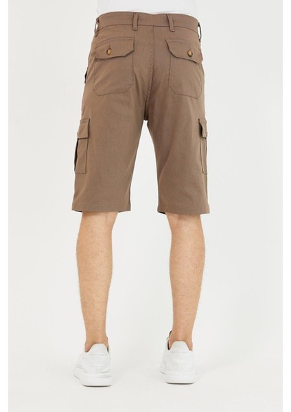 Erkek Lacivert Renk Kargo Yandan Cepli Esnek Kumaş Slim Fit Kapri Şort indirimleri