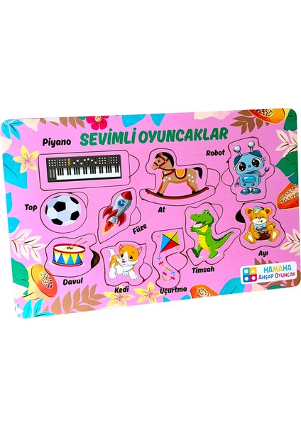 Eğitici Ahşap Oyuncak | Sevimli Oyuncaklar Temalı Bul-Tak Puzzle