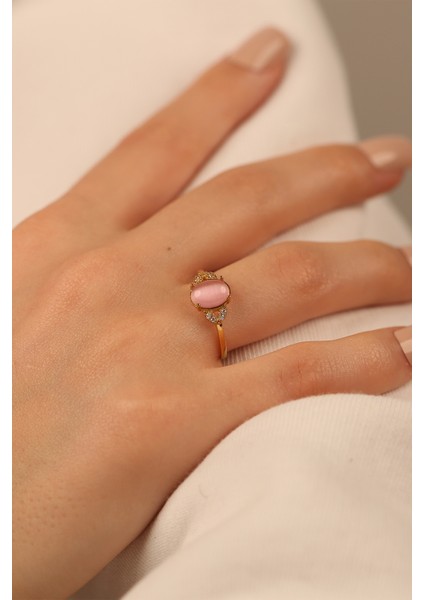 Pembe Opal Taşlı Altın Yüzük CGKYZK0280