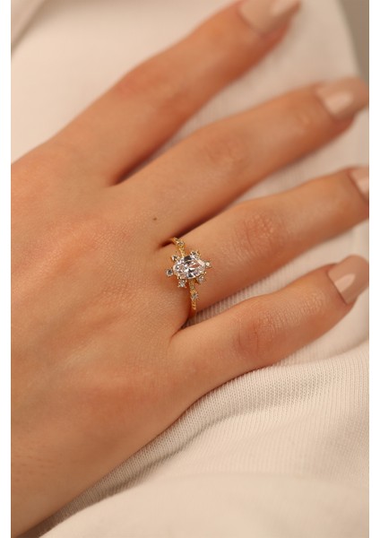 Lotus Tektaş Altın Yüzük CGKYZK0282