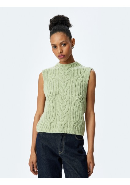 Kolsuz Bisiklet Yaka Dokulu Triko Süveter