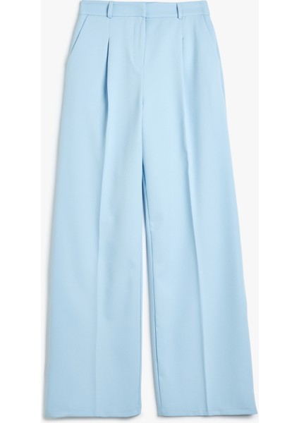 Cepli Pile Detaylı Yüksek Bel Palazzo Pantolon