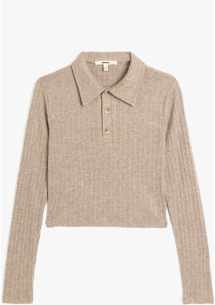 Uzun Kollu Düğmeli Slim Fit Polo Yaka Tişört