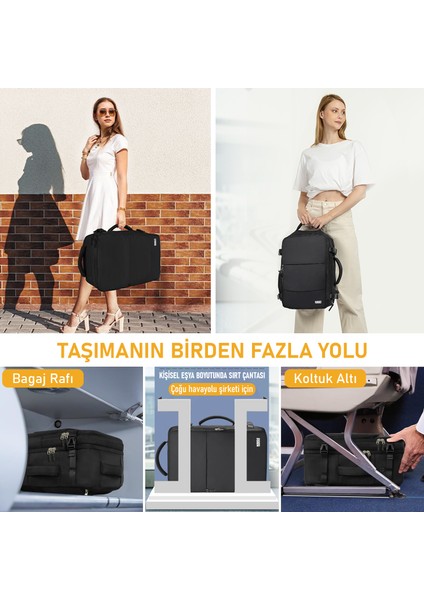 Laptop Sırt Çantası, Seyahat Çantası Hafif Küçük El Bavulu Valiz, Bayan Sırt Çantası Notebook Bilgisayar Macbook Organizer Çanta Kiremit Turuncu