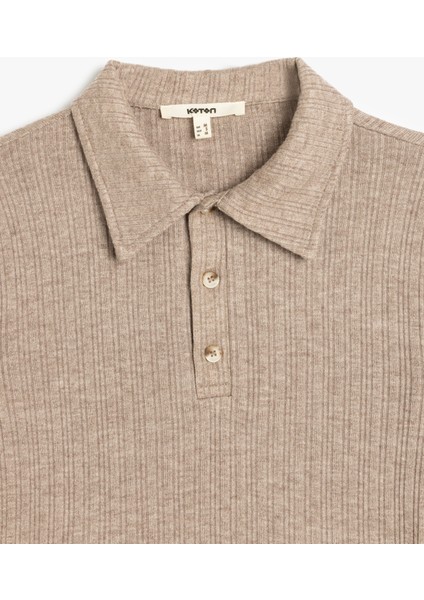 Uzun Kollu Düğmeli Slim Fit Polo Yaka Tişört modelleri