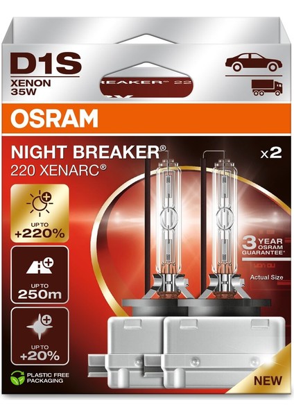 D1S Night Breaker 220 Xenarc %220 Fazla Işık (1 Takım -2 Ad.)