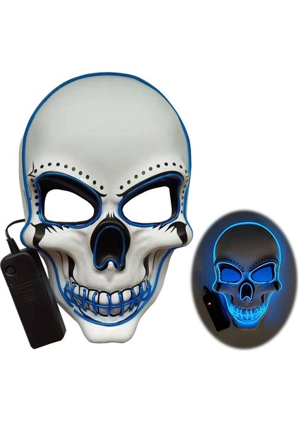 Kafatası LED Maskesi Masquerade Maskeleri Neon Hafif Parlamalı Karanlık Maskara Korku Maskesi Parlayan Maskeli Cadılar Bayramı Partisi Maskesi