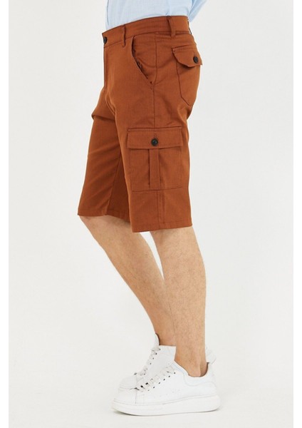 Erkek Lacivert Renk Kargo Yandan Cepli Esnek Kumaş Slim Fit Kapri Şort modelleri