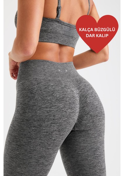 Gymhams-Tla Serisi Kalçası Büzgülü Push Up Kalça Şekillendirici Seamless Scrunch Likralı Spor Kadın Tayt