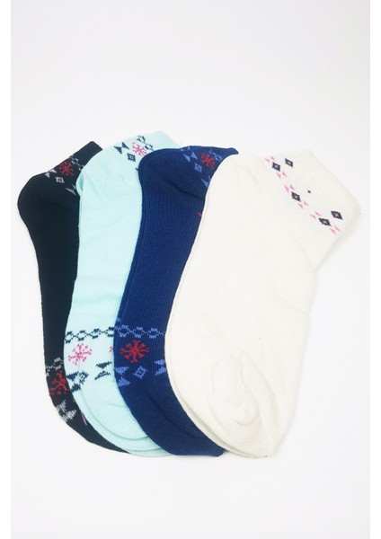 Kadın Bilek Çorap Yazlık Pamuklu Yumuşak Düz Renk 4 Çift