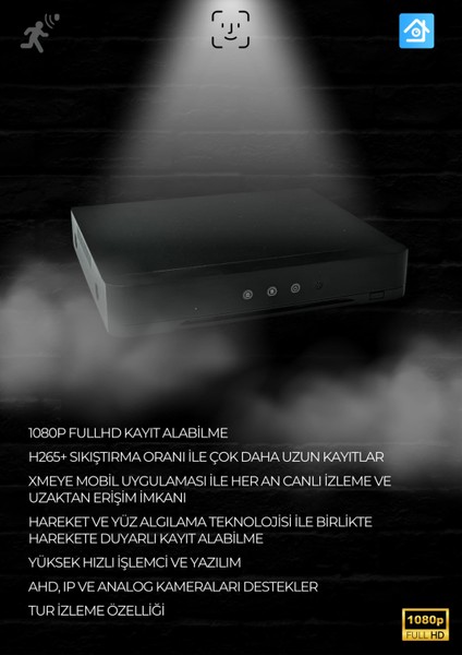 1 Tb Hdd 4'Lü Her Şey Dahil Tak Çalıştır Hazır Set - 5mp Lensli, Gece Renkli Görüş