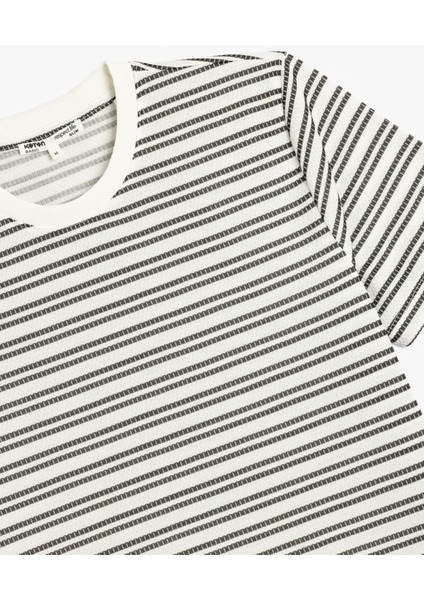 Çizgili Kısa Kollu Bisiklet Yaka Slim Fit Tişört