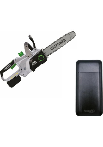 2096- Ağaç Kesme Akülü Makina 18V 25 cm 4.0 Ah+Akdeniz Taşınabilir Şarj Cihazı (Model: S125Q)