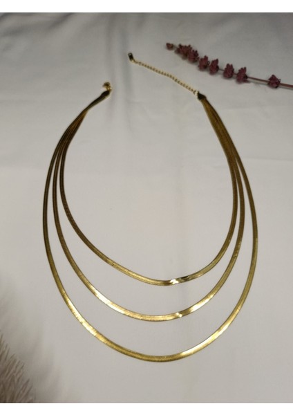 Kadın Gold Renk Üçlü Italyan Zincir 316 L Çelik Kolye fiyatları