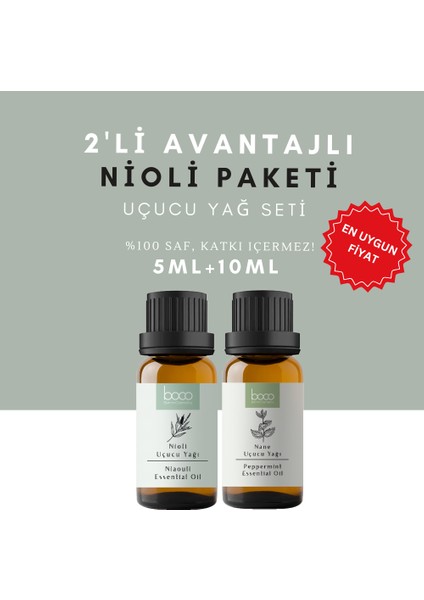 2'li Paket Nioli Yağı ve Nane Yağı, Uçucu Yağı, Saf ve Doğal, Buhurdanlık, Difüzör, Masaj