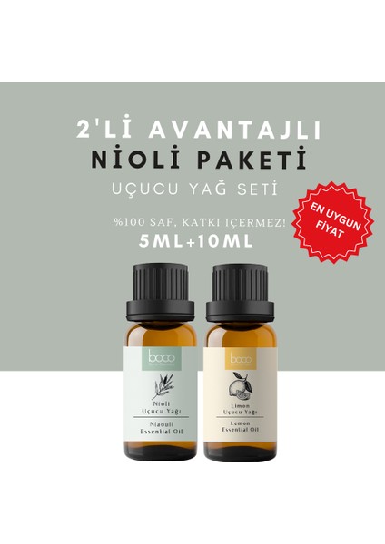 2'li Paket Nioli Yağı ve Limon Yağı, Uçucu Yağı Saf ve Doğal, Buhurdanlık. Difüzör, Masaj