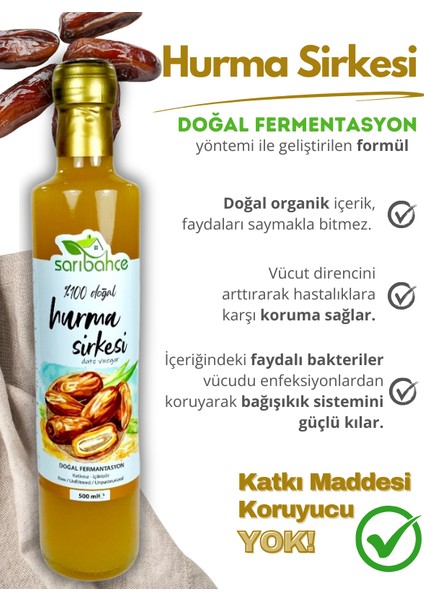 Hurma Sirkesi 500 ml 2'li Paket - Organik Doğal Fermente
