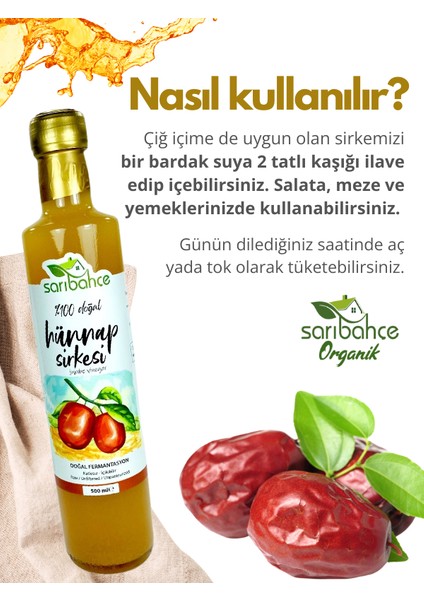 Hünnap Sirkesi 500 ml 2'li Paket - Organik Doğal Fermente