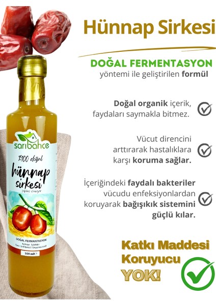 Hünnap Sirkesi 500 ml 2'li Paket - Organik Doğal Fermente
