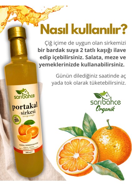 Portakal Sirkesi 500 ml - Organik Doğal Fermente