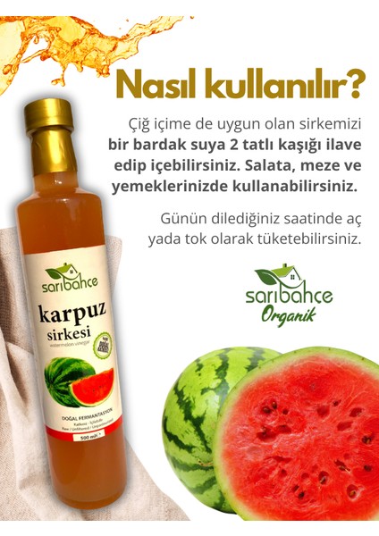 Karpuz Sirkesi 500 ml - Organik Doğal Fermente