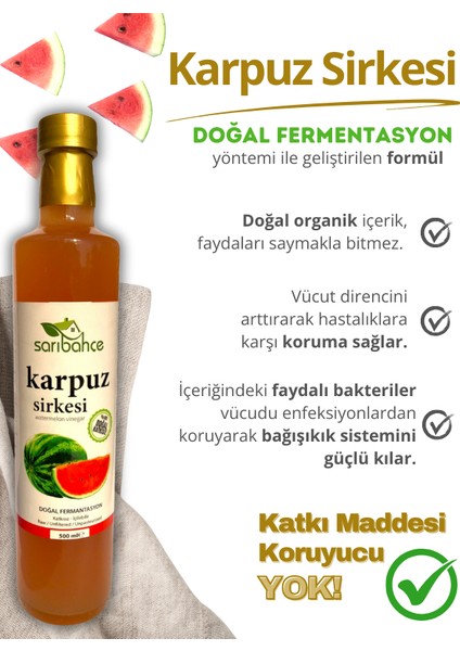 Karpuz Sirkesi 500 ml - Organik Doğal Fermente